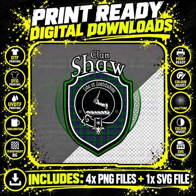 Shaw Clan Crest Scottish Clan Shaw Family Crest Badge Png SVG Digital Bundle