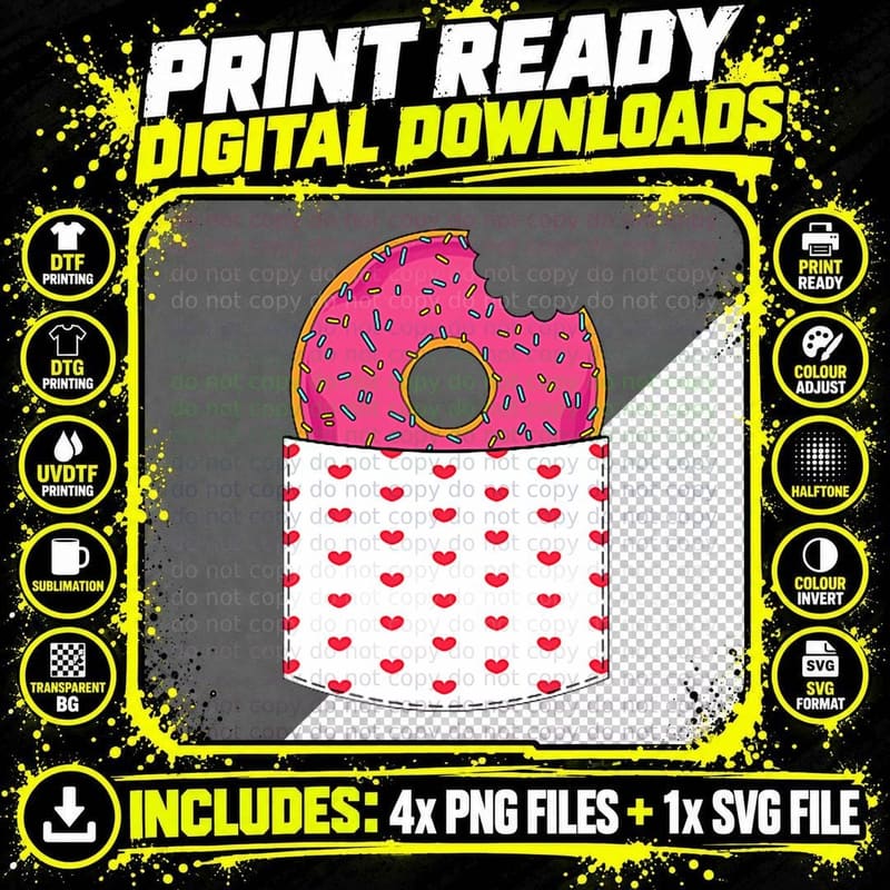 Snacks Food Sprinkles Doughnut Lover Pocket Sweets Png SVG Digital Bundle