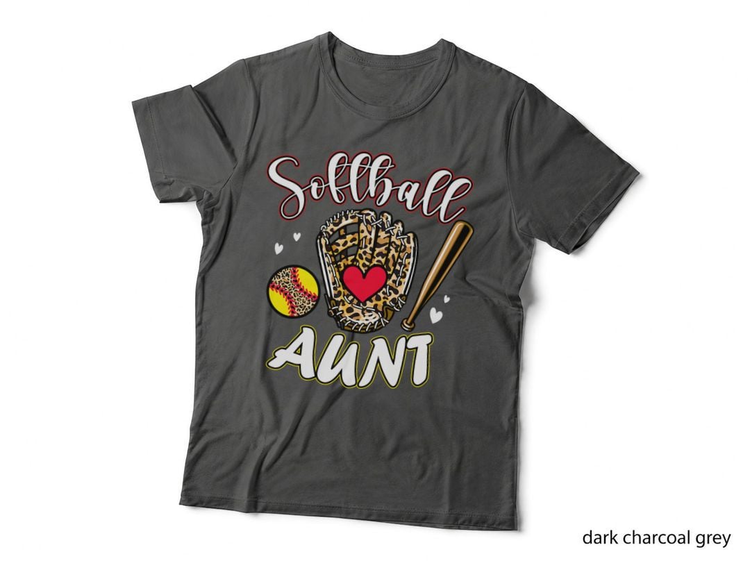 Softball Aunt Leopard Game Day Softball Cute Matching Family T-Shirt