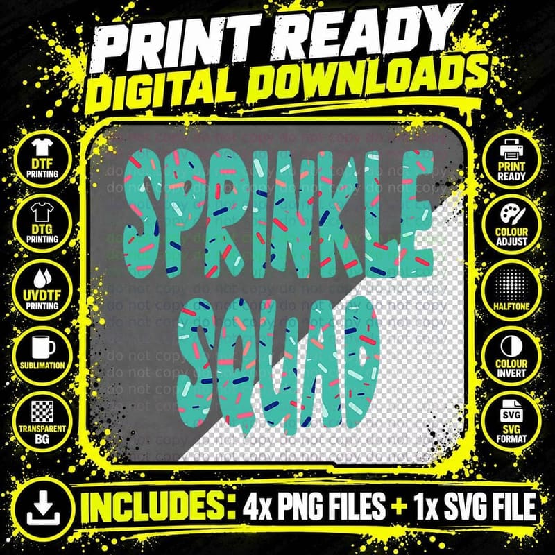 Sprinkle Squad - Cookie Donut Cupcakes Sprinkles Green Png SVG Digital Bundle