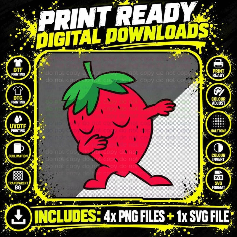 Strawberry Dabbing Strawberry Fruit Love Strawberries Png SVG Digital Bundle
