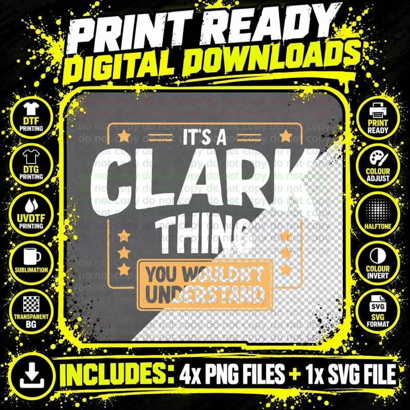 Team Clark Family Member T-Shirt Png SVG Digital Bundle