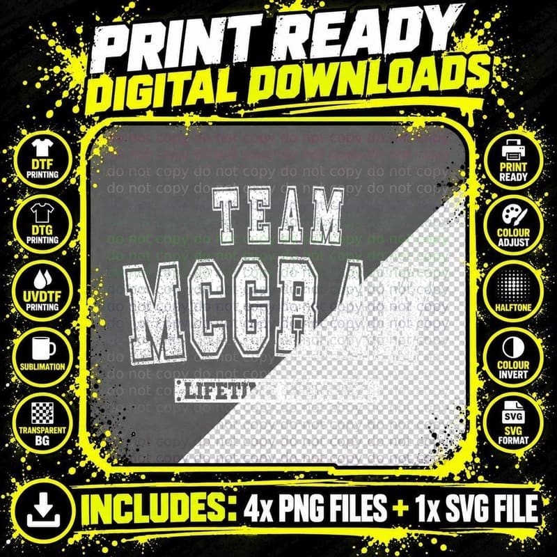 Team Mcgraw Lifetime Member Family Last Name T-Shirt Png SVG Digital Bundle