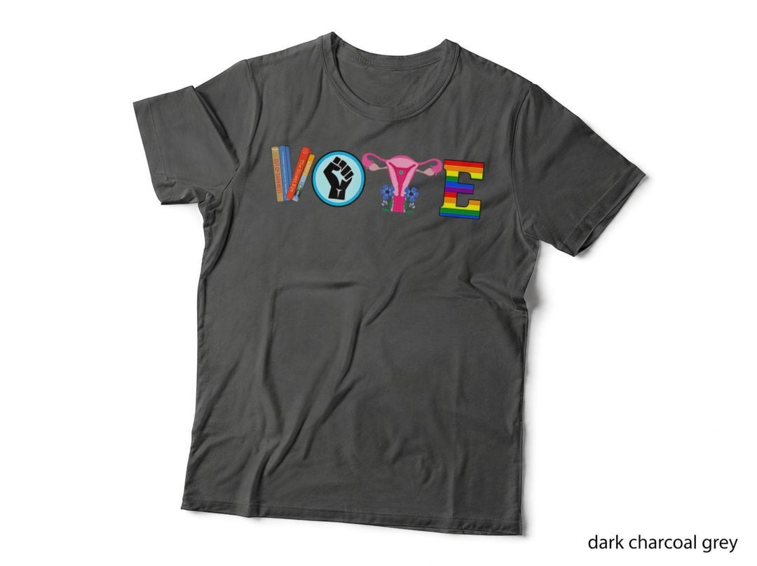 Vote - Books, Fist, Ovaries, LGTBQ T-Shirt