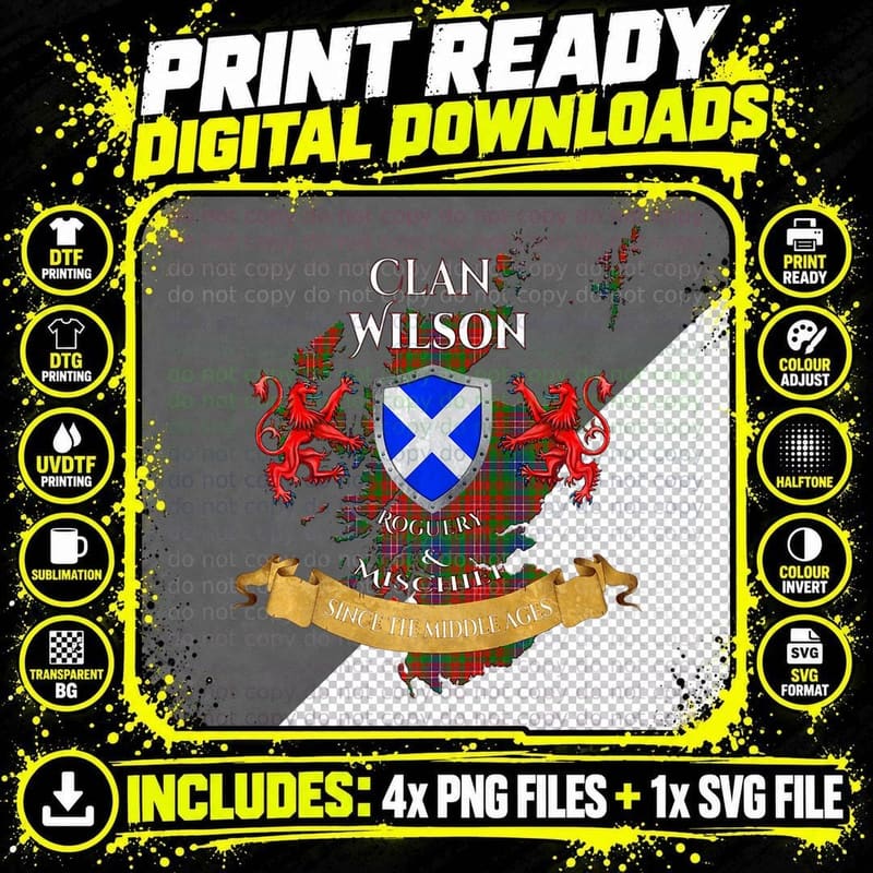 Wilson Scottish Family Clan T-Shirt Png SVG Digital Bundle
