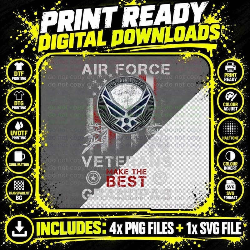 Air Force Veterans Make the Best Grandpas T-Shirt Gift Png SVG Digital Bundle