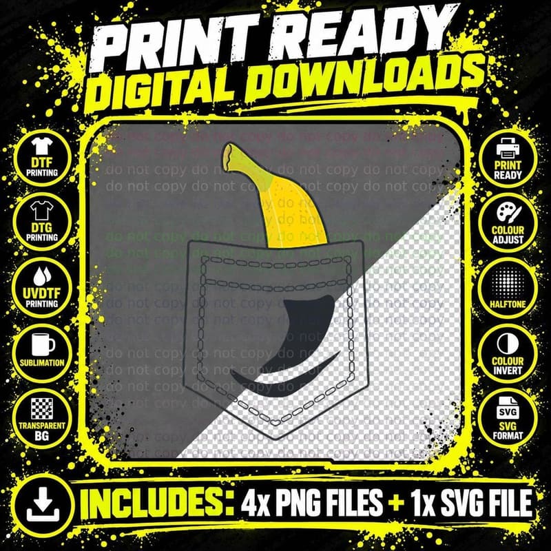 Banana in Pocket Banana Lover T-Shirt Png SVG Digital Bundle