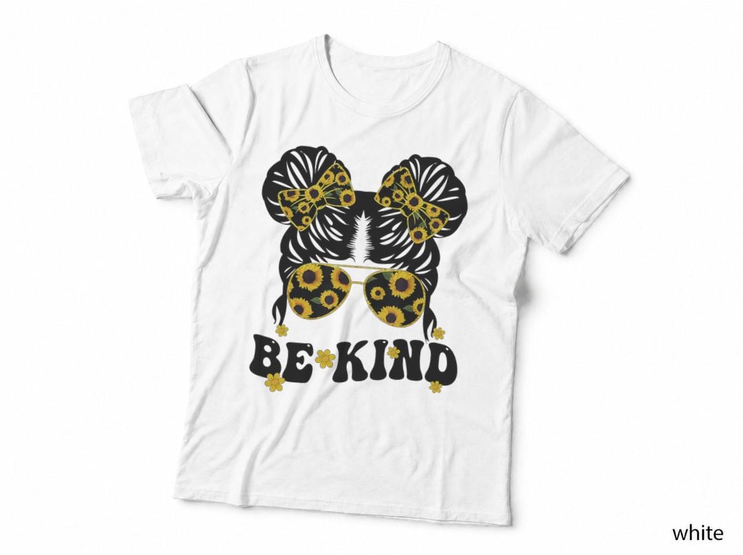 Be Kind Messy Bun Kids Unity Day Orange Anti Bullying T-Shirt