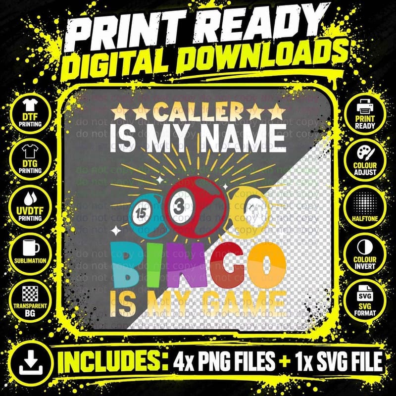 Bingo Caller Player Gamble - Caller Is My Name Bingo Png SVG Digital Bundle