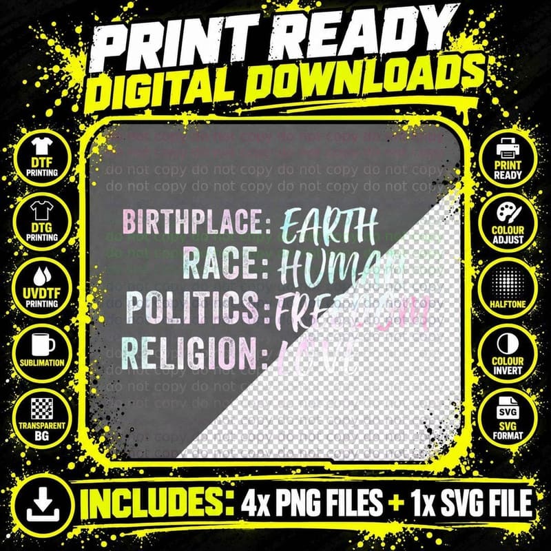 Birthplace Earth Race Human T-Shirt, Great Tee Png SVG Digital Bundle