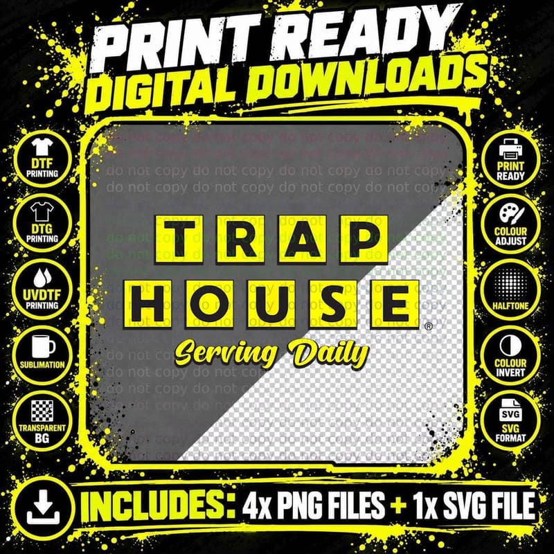 Black Waffle Traphouse - Serving Daily T-Shirt Png SVG Digital Bundle