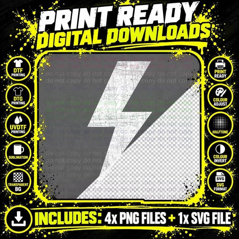 Bolt Lightning Black Design Team T-Shirt Png SVG Digital Bundle
