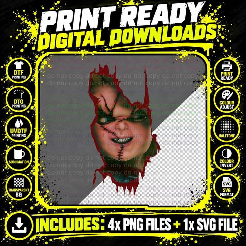 Child's Play Here's Chucky T-Shirt Png SVG Digital Bundle