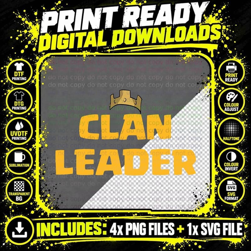 Clan Leader Tshirt - Perfect for Mobile Gamers T-Shirt Png SVG Digital Bundle