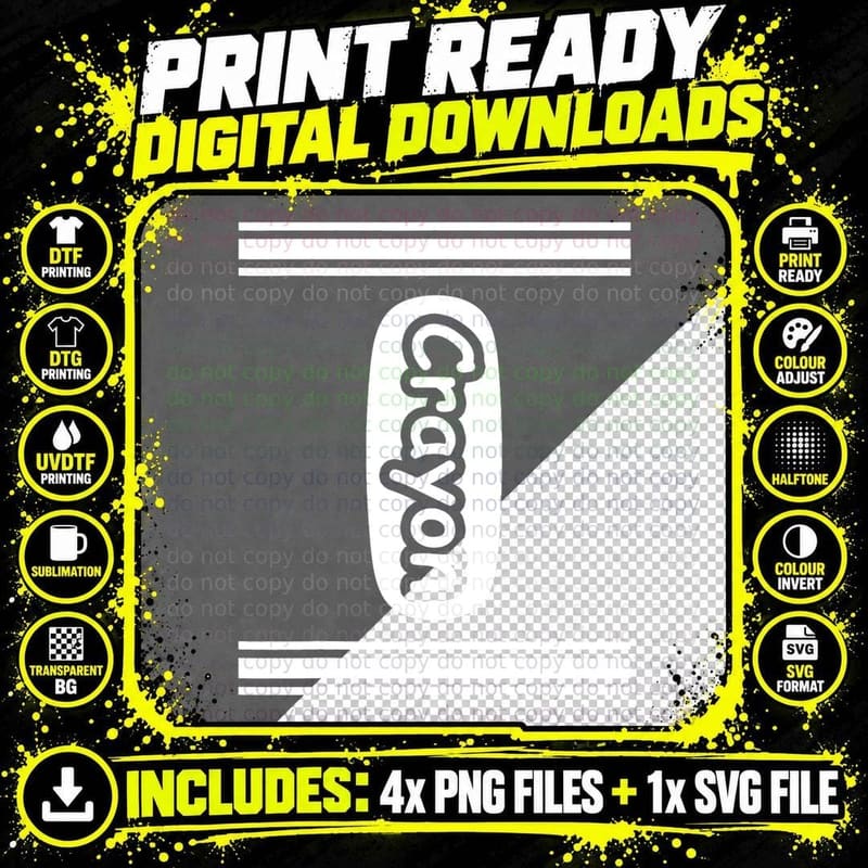 Crayon, Grey, Small T-Shirt Png SVG Digital Bundle