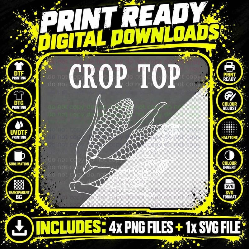 Crop Top Corn T-Shirt Png SVG Digital Bundle