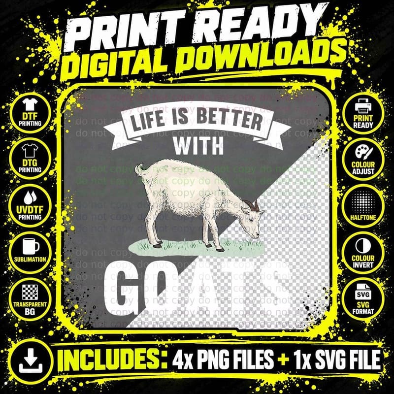 Cute Goat Design for Men Women Kids Farming Farm Goat Png SVG Digital Bundle