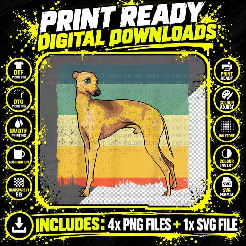 Cute Greyhound Design for Men Women Italian Greyhound Png SVG Digital Bundle
