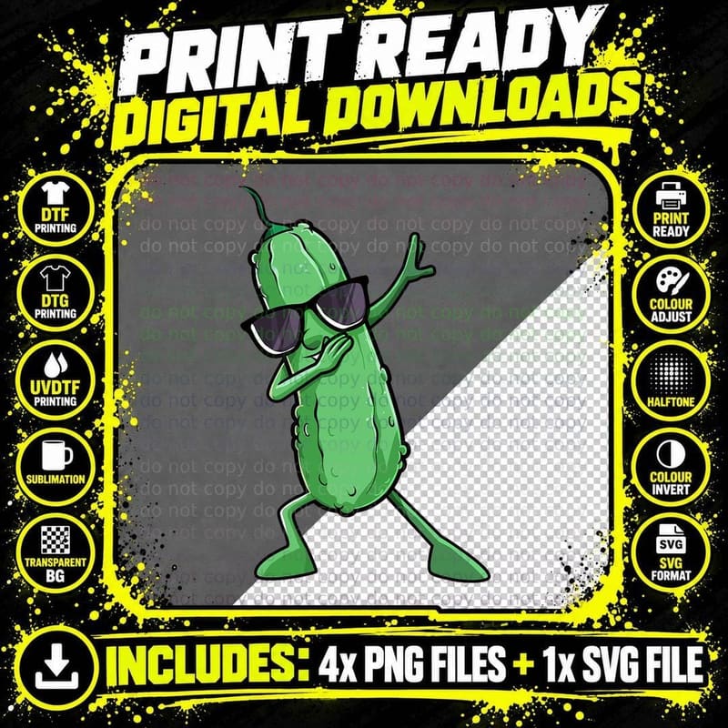 Dabbing Pickle Costume Pickles Cucumber Lover Men Women Png SVG Digital Bundle