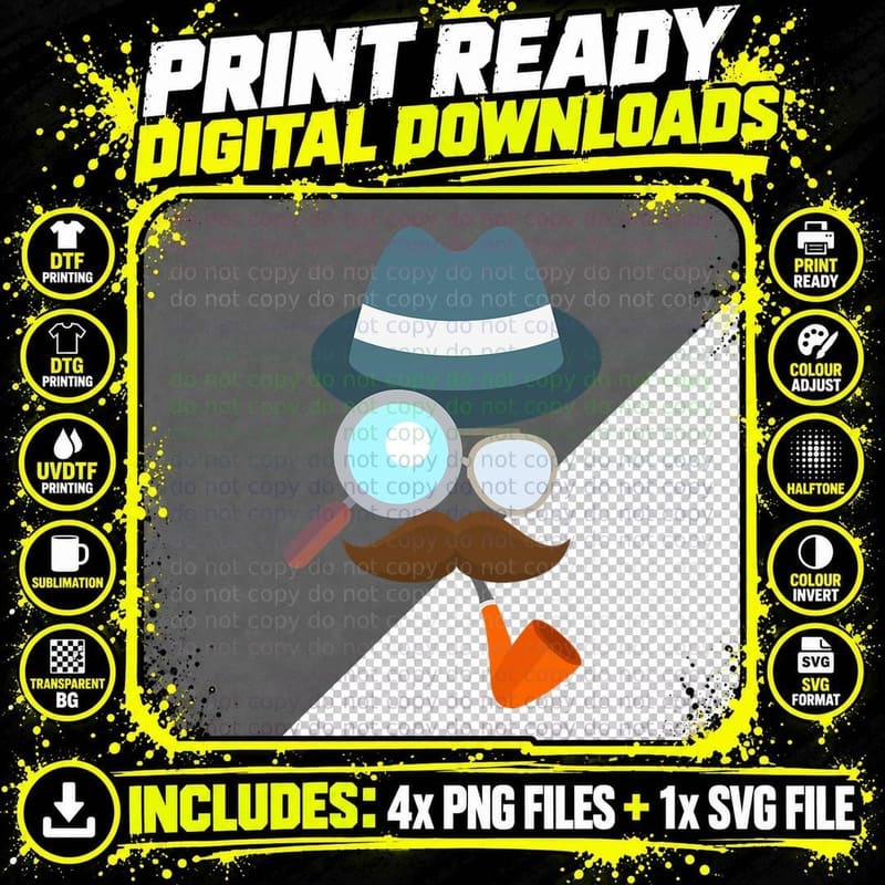 Detective Outfit Detective Hat Detective Dee Detective Png SVG Digital Bundle