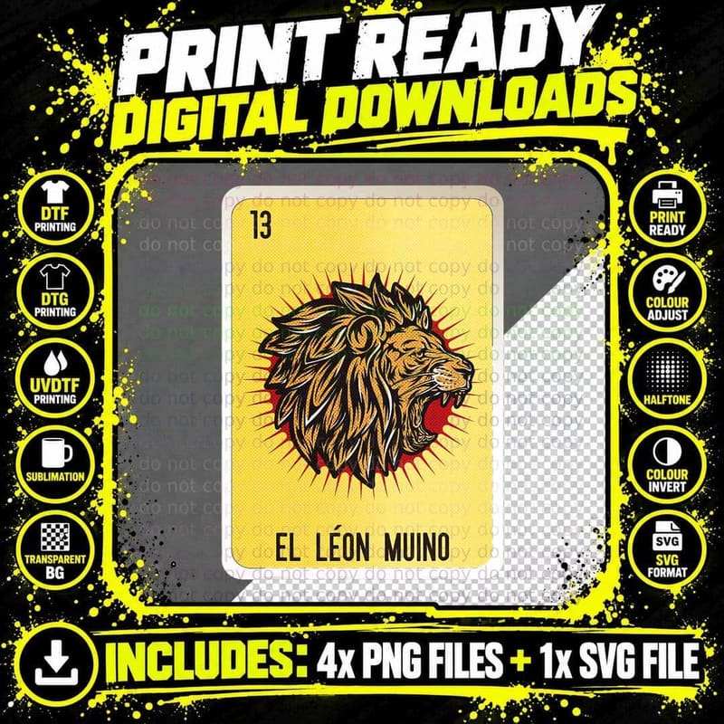 El Leon Muino Mexican Slang Chicano Bingo Cards T-Shirt Png SVG Digital Bundle