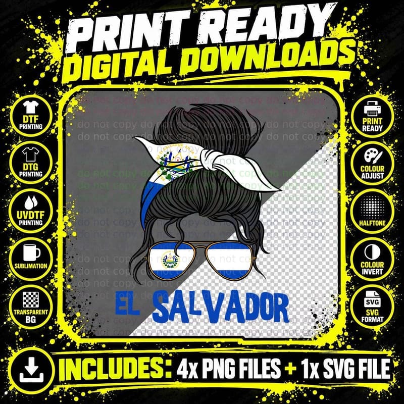 El Salvador for Girl Salvadoran Flag for Women Png SVG Digital Bundle