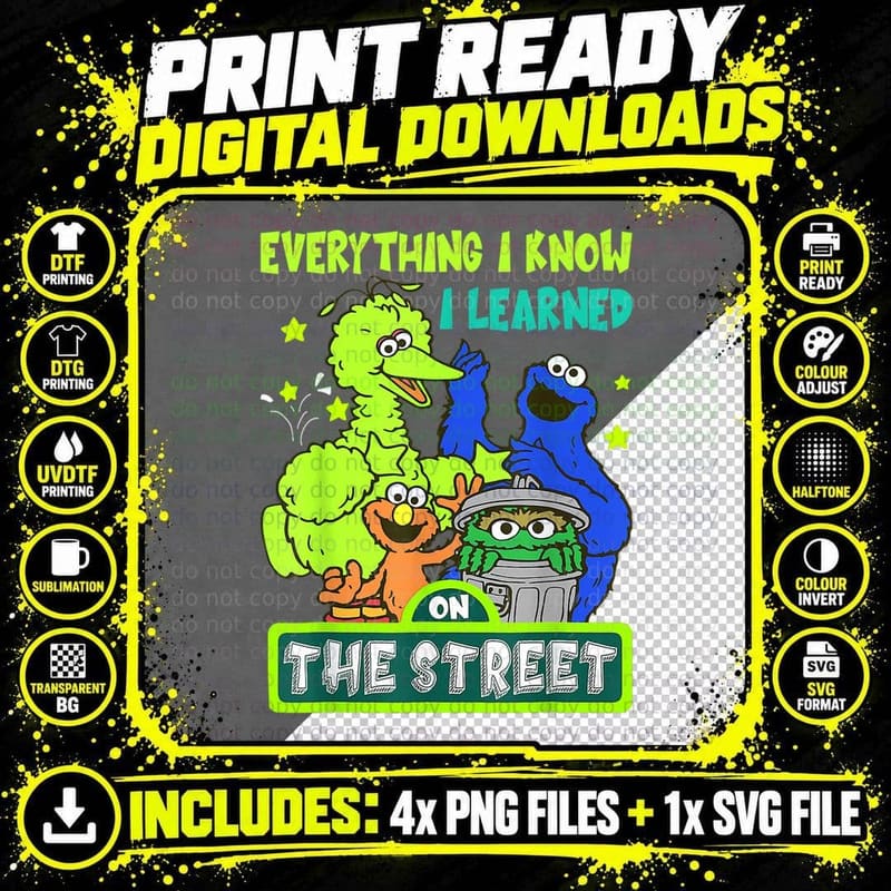 Everything I Know I Learned on the Streets T-Shirt Png SVG Digital Bundle