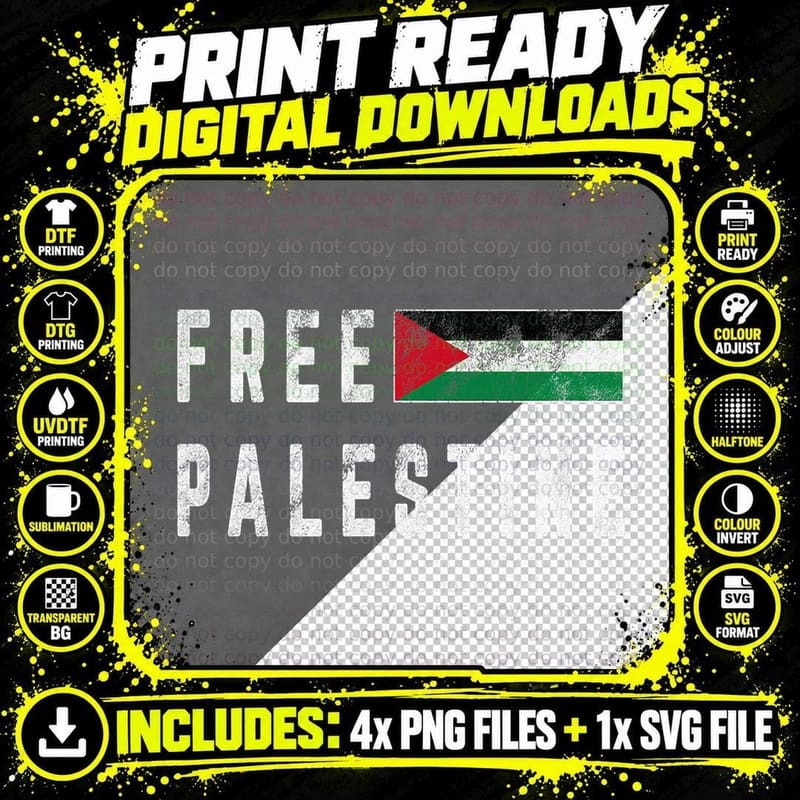 Free Palestine Flag - Stand for Peace in the Middle East Png SVG Digital Bundle