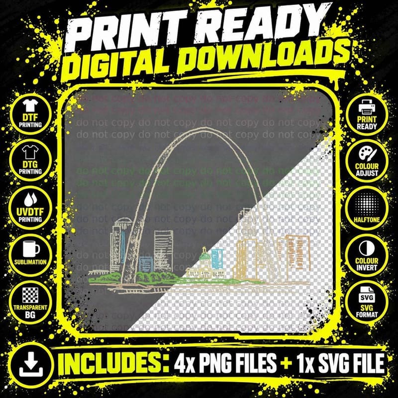 Gateway Arch St Louis T-Shirt Png SVG Digital Bundle