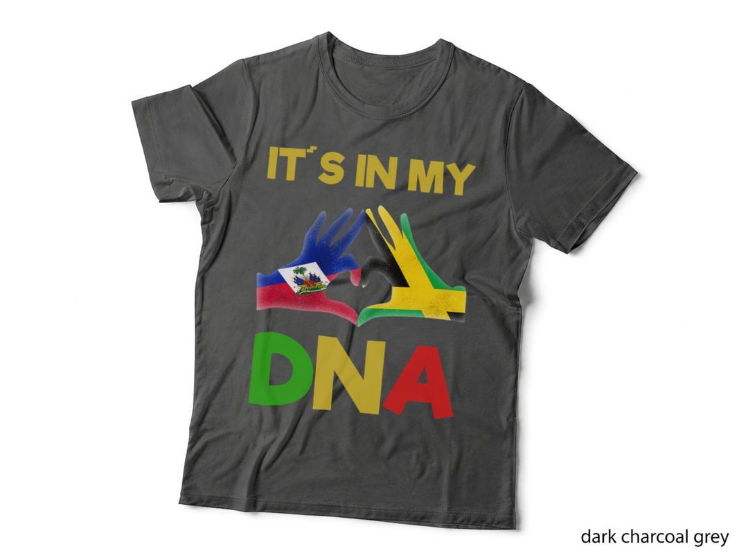 Haiti Haitian America Jamaica Caribbean Combo Mixed Kids DNA T-Shirt