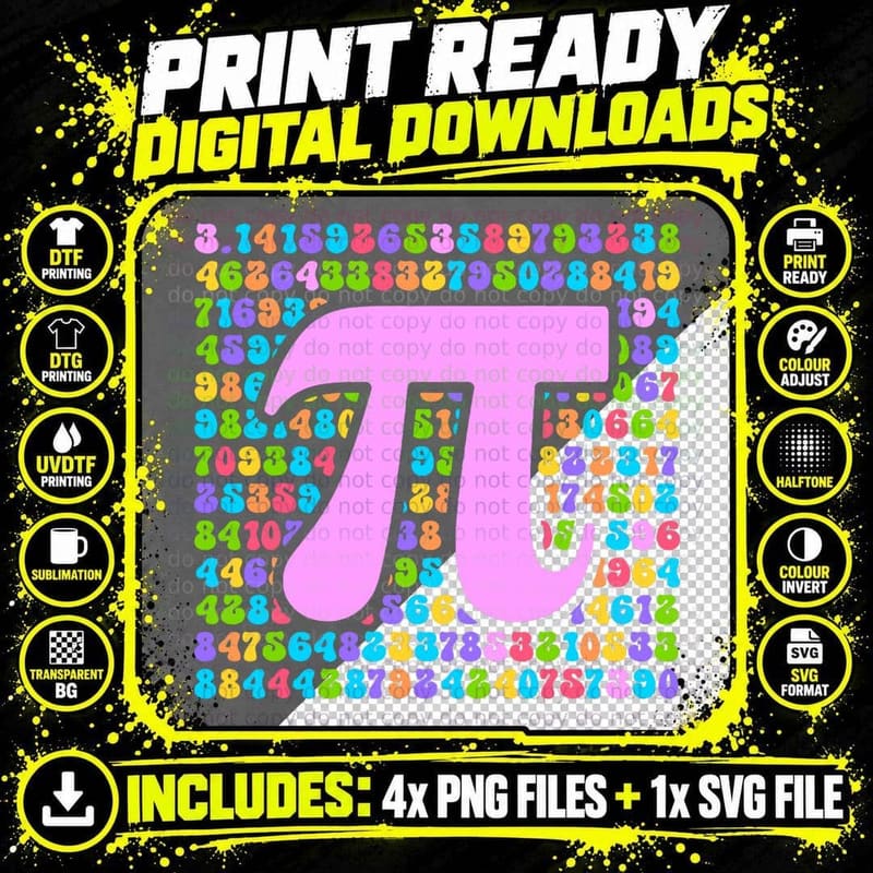 Happy Pi Day 3.14 Pi Mathematic Math Lovers Teachers Png SVG Digital Bundle