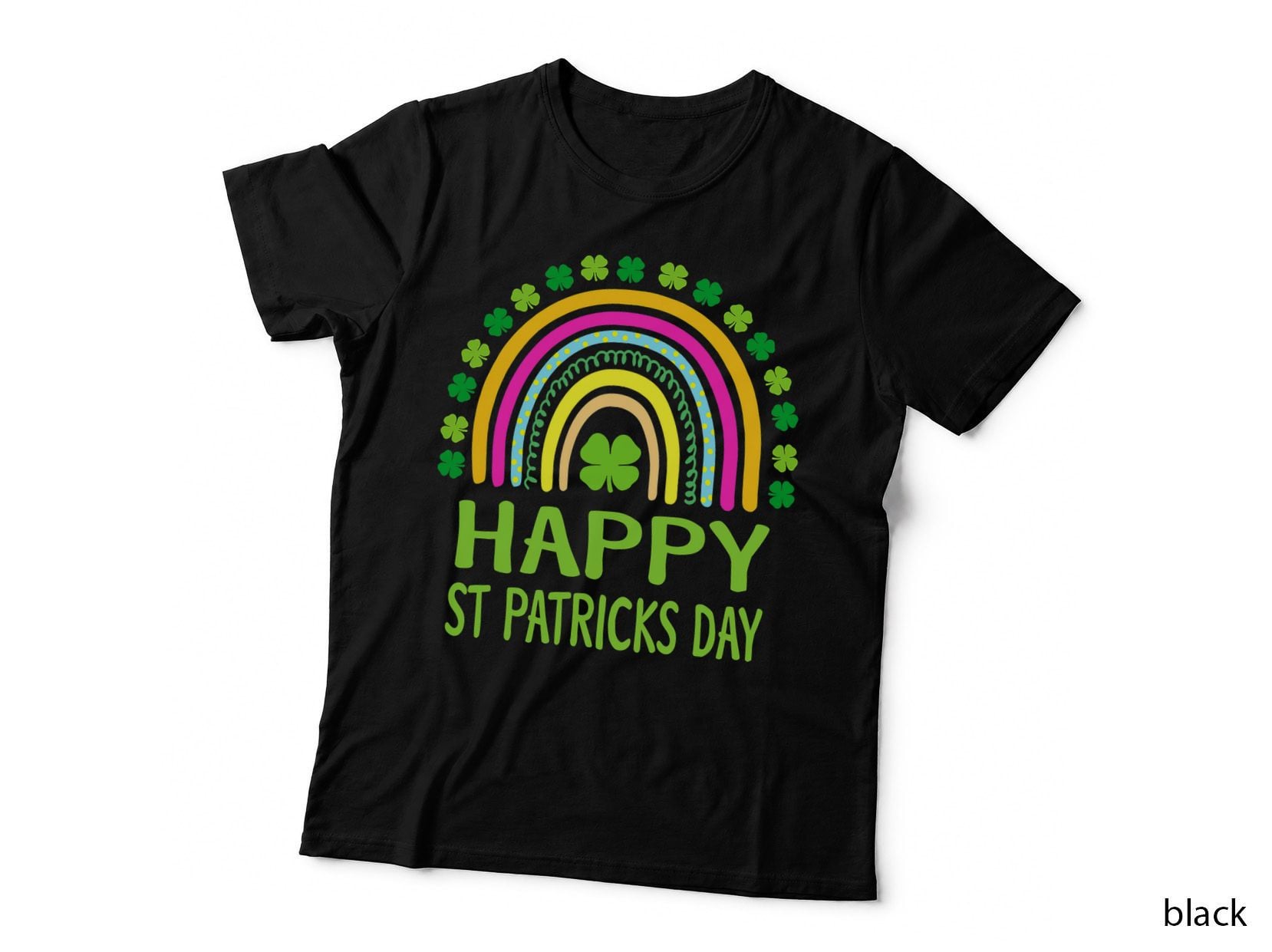 Happy St Saint Patrick's Day Rainbow Girls Kids T-Shirt