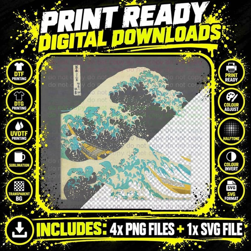 Hokusai's Kanagawa T-Shirt the Great Wave T-Shirt Png SVG Digital Bundle