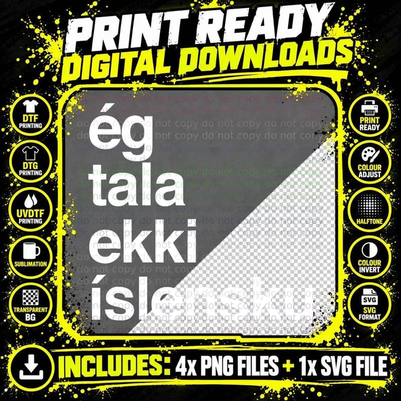 I Don't Speak Icelandic T-Shirt Png SVG Digital Bundle