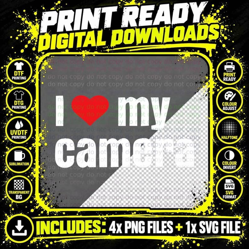 I Love My Camera Photographer T Shirt Gift for Men Women Png SVG Digital Bundle