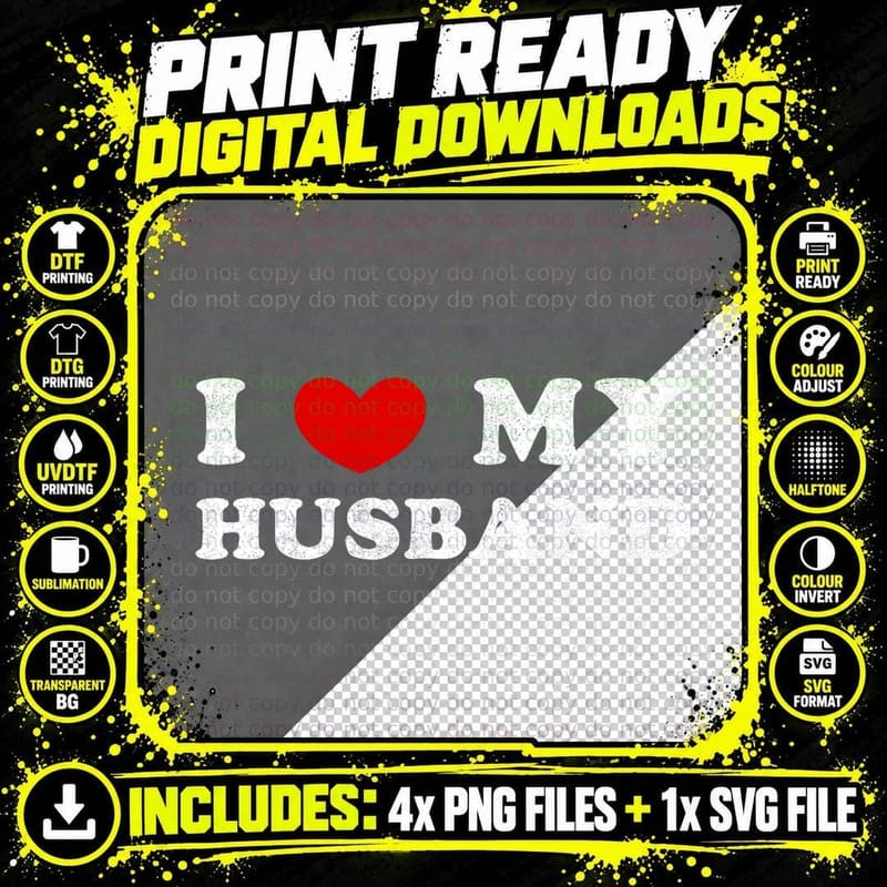I Love My Husband, I Heart My Husband T-Shirt Png SVG Digital Bundle