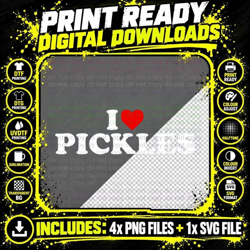 I Love Pickles - Heart T-Shirt Png SVG Digital Bundle