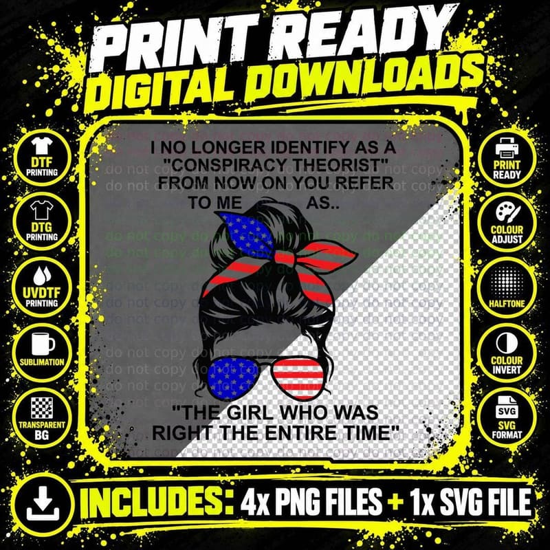 I No Longer Identify as a Conspiracy Theorist T-Shirt Png SVG Digital Bundle