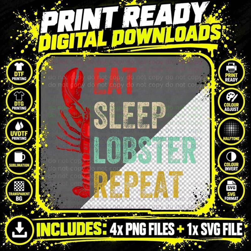 I'm Just Here for Shrimp Eat Sleep Lobster Repeat T-Shirt Png SVG Digital Bundle