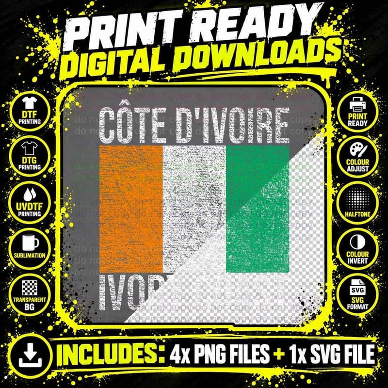 IVORY COAST FLAG COTE D'ivoire Abidjan Yamoussoukro Png SVG Digital Bundle