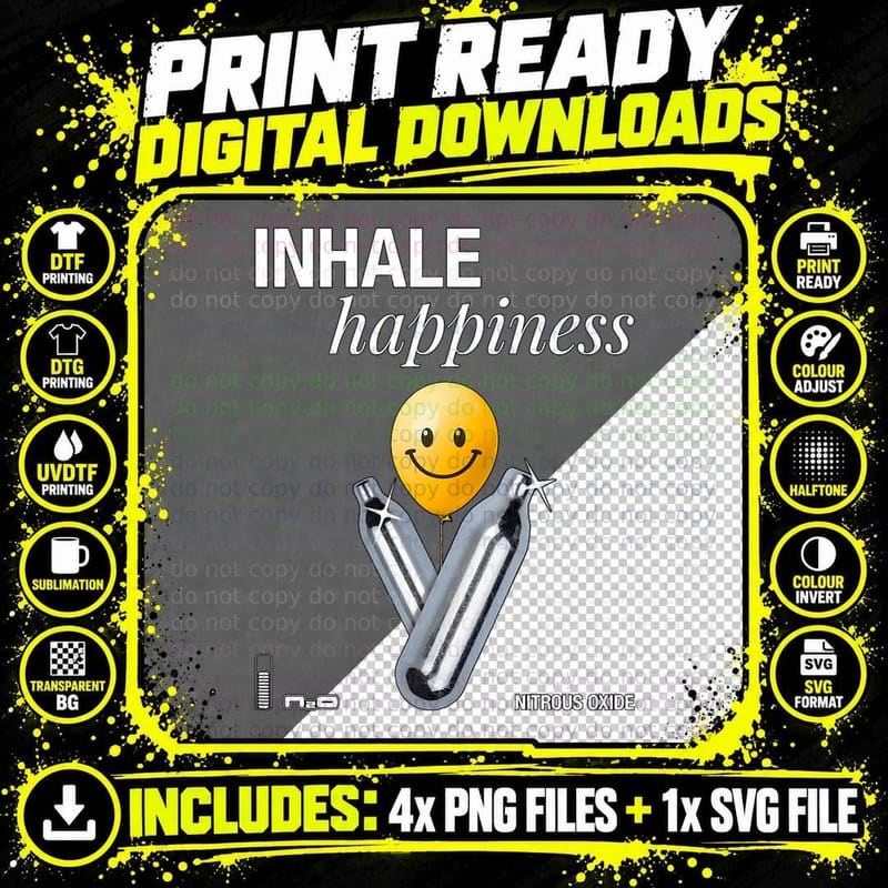 Inhale Happiness - Laughing T-Shirt, Great Tee Png SVG Digital Bundle
