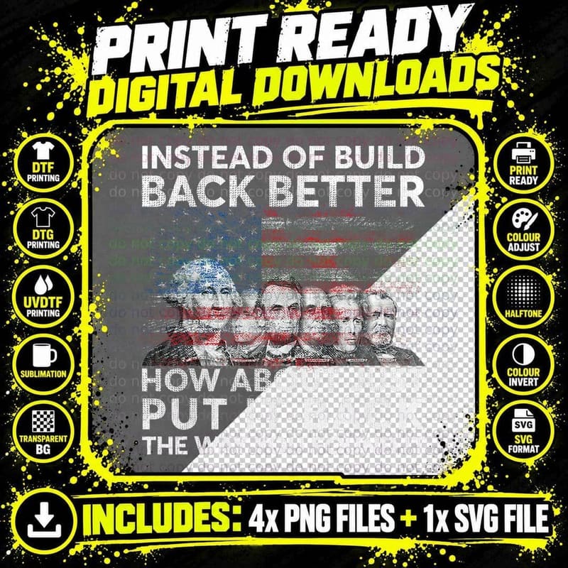 Instead of Build Back Better How About Just Put It Back Png SVG Digital Bundle