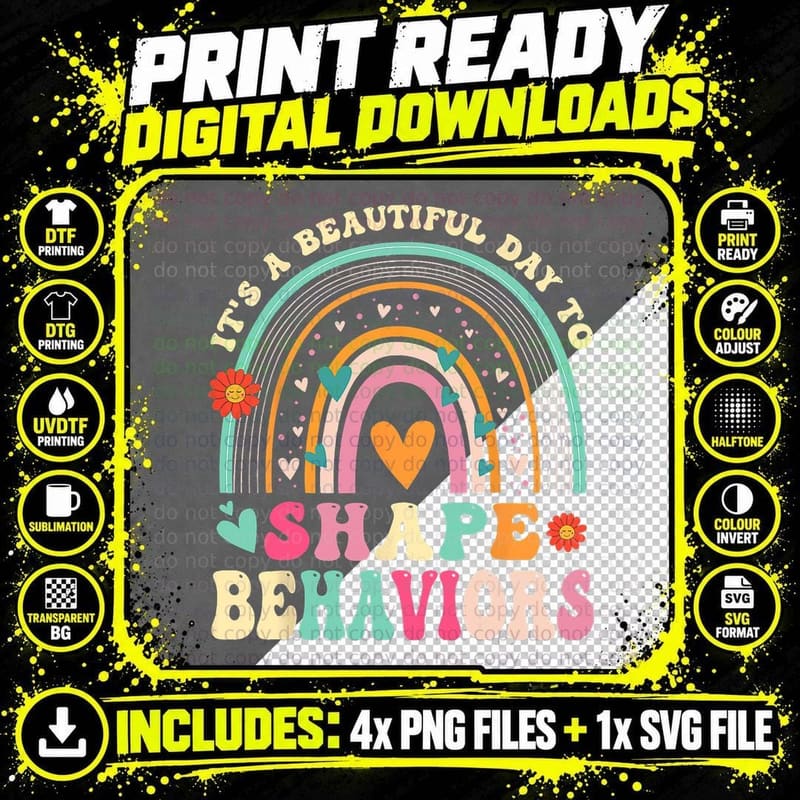 It's Beautiful Day to Shape Behaviors ABA Therapist Png SVG Digital Bundle