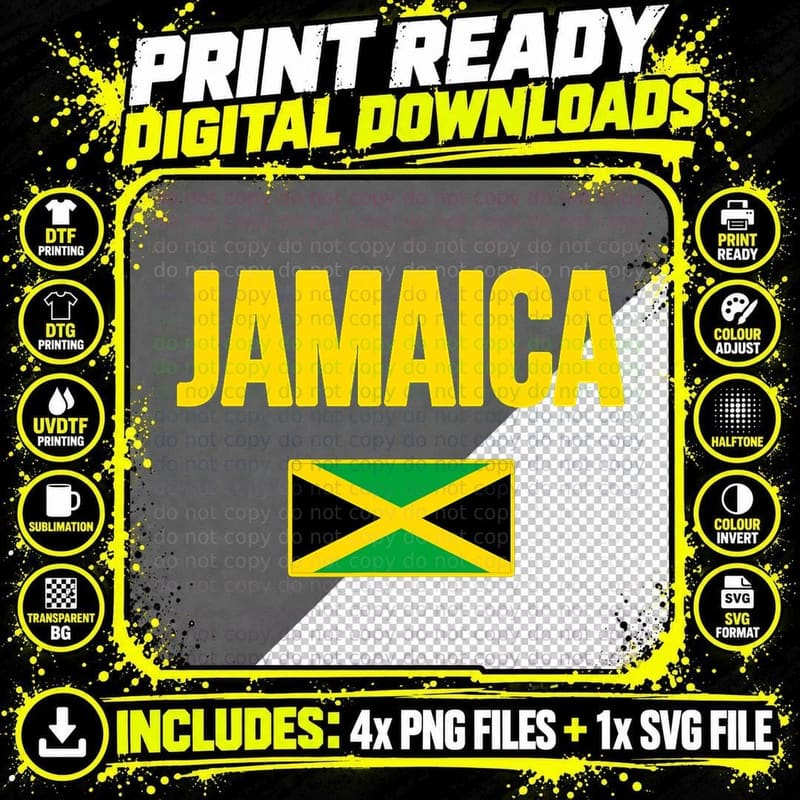 Jamaican Flag Jamaica Gift Souvenir T-Shirt Png SVG Digital Bundle