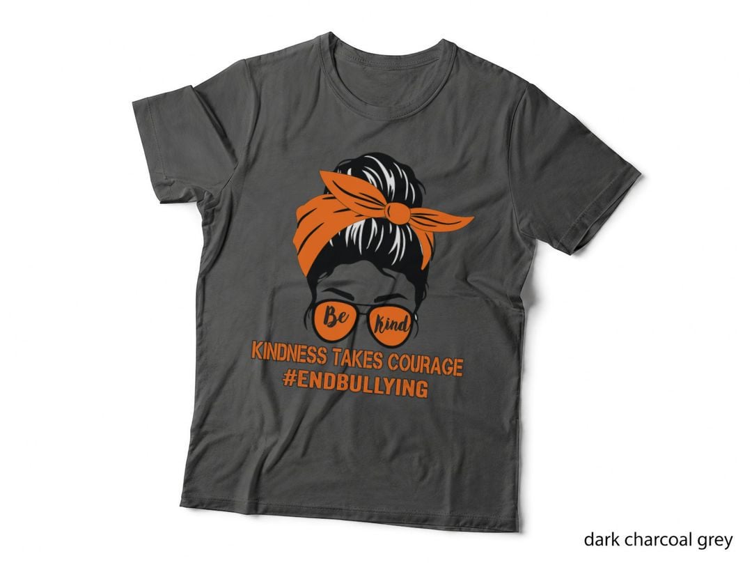 Kindness Takes Courage Unity Day Orange Messy Bun Bleached T-Shirt