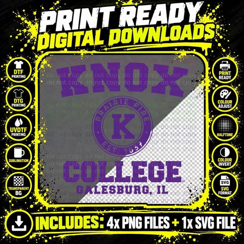 Knox College Prairie Fire Circle Logo T-Shirt Png SVG Digital Bundle