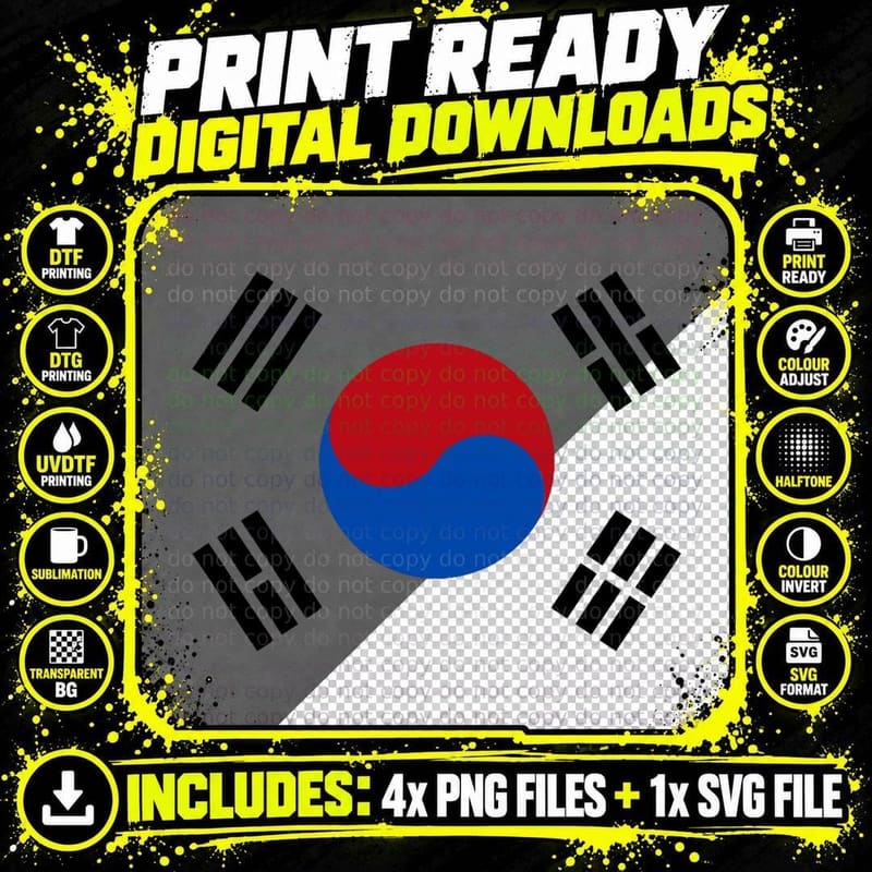 Korean FLAG OF KOREA Novelty Men Women Kids Gift T-Shirt Png SVG Digital Bundle