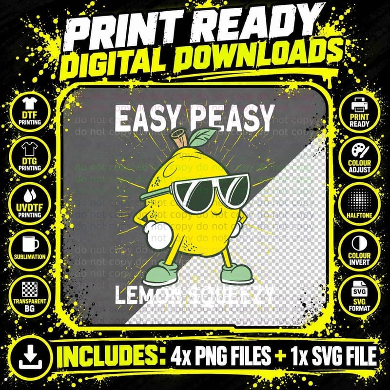 Lemonade Dealer Easy Peasy Lemon Squeezy Lemonade Stand Png SVG Digital Bundle