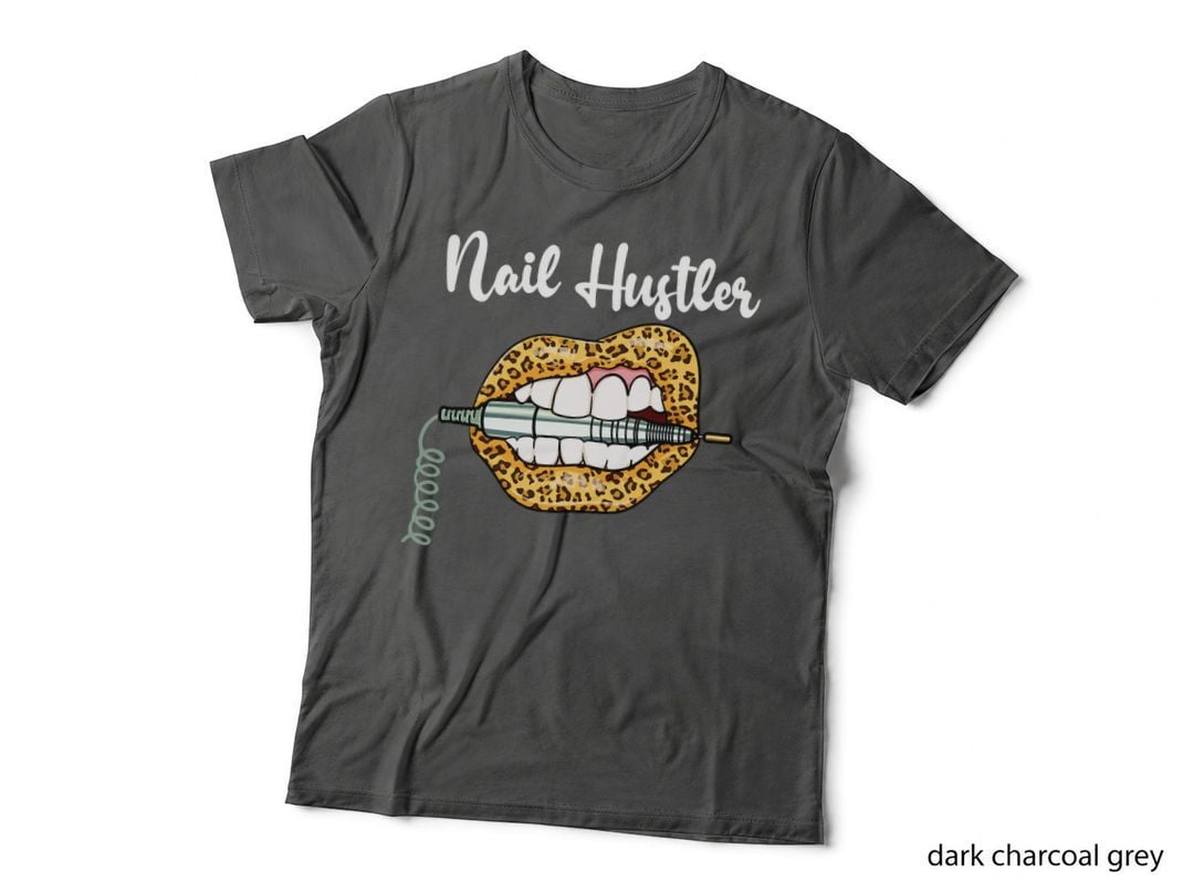 Leopard Lips with Nail Technician Drill Cool Nail Hustler T-Shirt