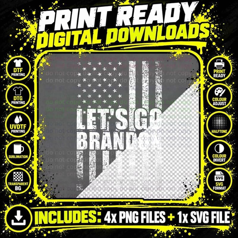 Let's Go Brandon Conservative Anti Liberal US Flag Png SVG Digital Bundle